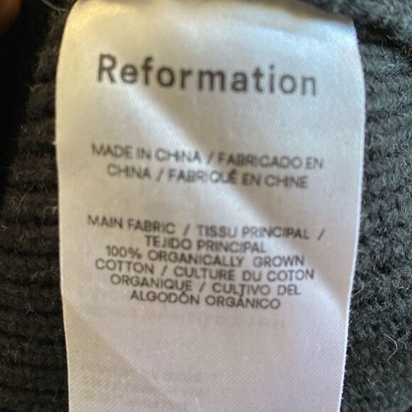 Reformation Black Ribbed Knit Chain Strap Fitted Tank Top - Picture 5 of 7